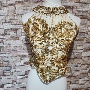 Alvce Designs Gold Sequin Halter Top